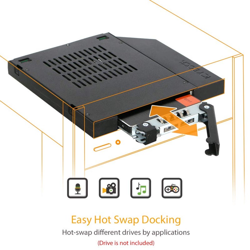 ICY DOCK 2.5" SSD / HDD Hot-Swap SATA Mobile Rack for 12.7mm Slim CD/DVD-ROM Optical Bay | ToughArmor MB411SPO-1B (Fits 12.7mm Height ODD Slot) - Image 2